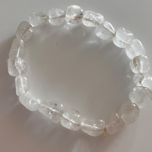 Costume Crystal Bracelet, stretchy elastic, white clear crystal stones - Picture 3 of 6